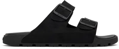 Hugo Boss Black Twin-strap Branded Buckle Slides