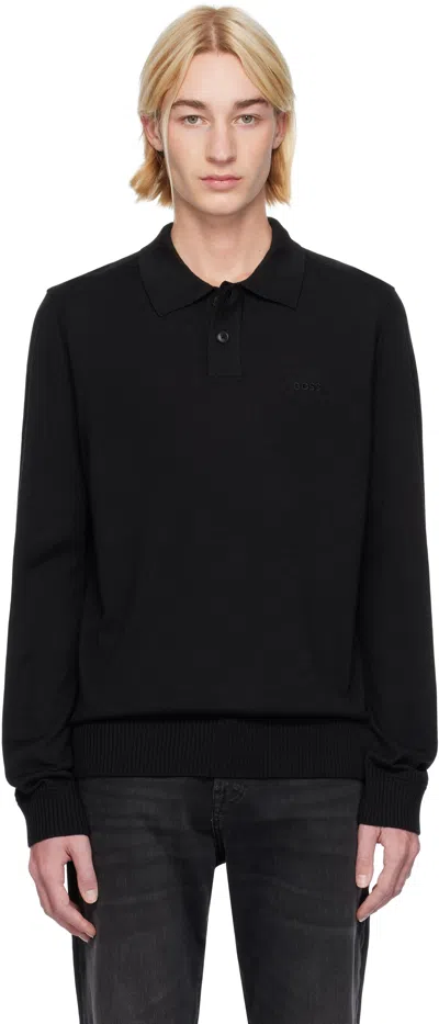Hugo Boss Black Two-button Polo In 001-black