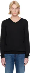 Hugo Boss Black V-neck Sweater In 001-black