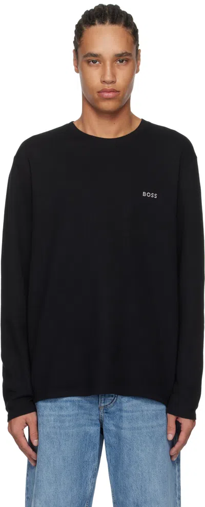 Hugo Boss Black Waffle-structured T-shirt In 001 Black