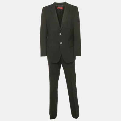 Pre-owned Hugo Boss Black Wool Single Breasted Suit Xl