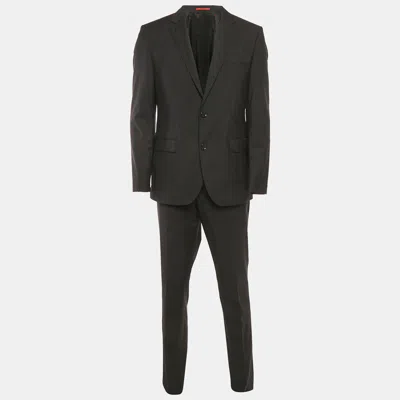 Pre-owned Hugo Boss Black Wool Single Breasted Suit Xl