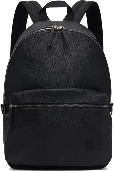 Hugo Boss Black Zip Backpack In 001-black