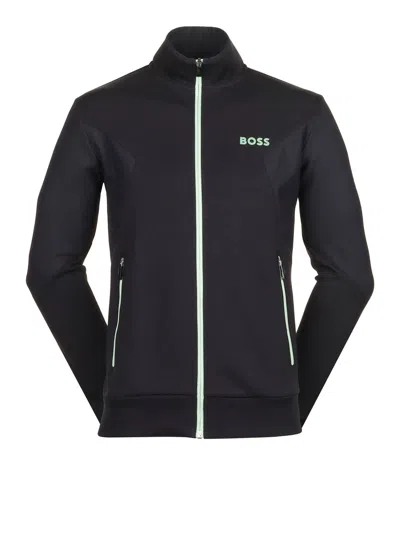 HUGO BOSS HUGO BOSS BLACK ZIP JACKET WITH CONTRAST LOGO