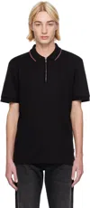 Hugo Boss Black Zip Placket Polo In 002-black