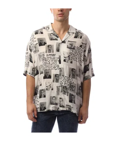 Hugo Boss Blackwhite Portraittext Print Shortsleeve Shirt In Gray