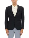 Hugo Boss Notch Lapel Jacket Button Cuffs Front Pockets In Black