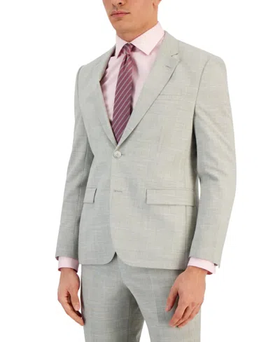 Hugo Boss Blazer Men's Gray Check Print Notch Lapel Modern Fit Suit Jacket Mcww1 In Grey