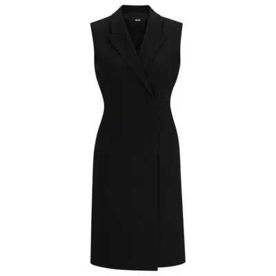 Hugo Boss Blazer-style Sleeveless Dress With Concealed Closure In Black