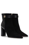 HUGO BOSS BLOCK-HEEL ANKLE BOOTS IN SUEDE AND LEATHER
