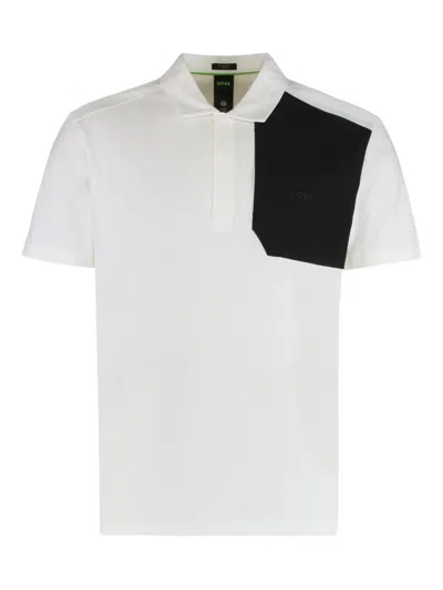 Hugo Boss White Block Panel Logo Polo
