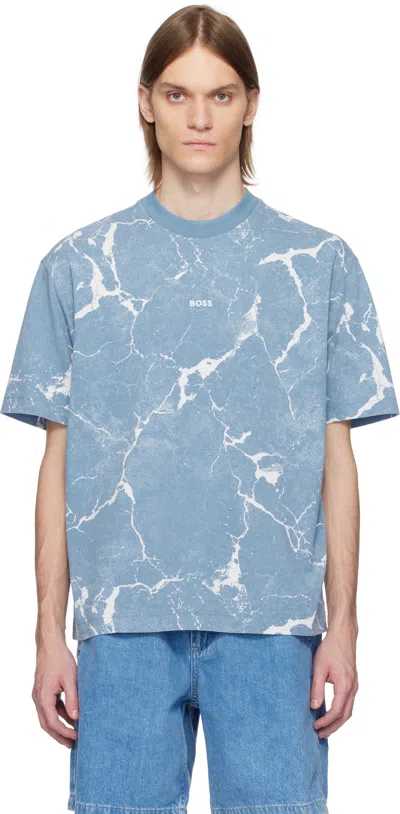 Hugo Boss Blue All-over Print T-shirt In Open Blue