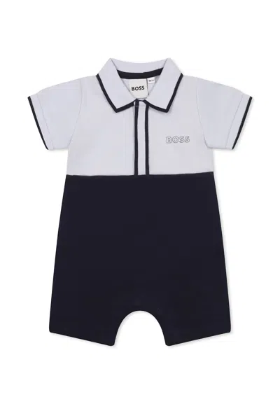 Hugo Boss Blue Babygrow For Baby Boy With Logo