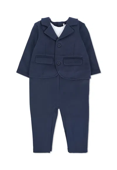 Hugo Boss Blue Babygrow For Baby Boy With Logo
