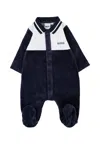 Hugo Boss Blue Babygrow For Baby Boy With Logo In Blue