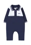 Hugo Boss Blue Babygrow For Baby Boy With Logo In Blue