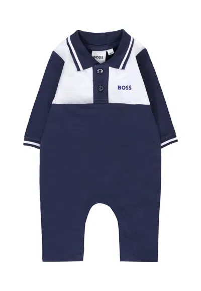 Hugo Boss Blue Babygrow For Baby Boy With Logo