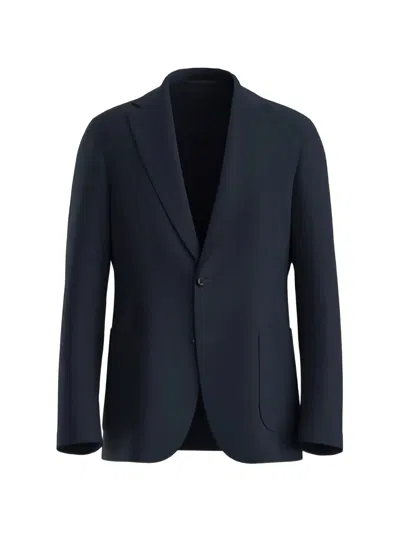Hugo Boss Tailored Blue Blazer With Notch Lapels And Modern Silhouette In Black