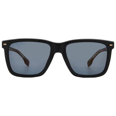 Hugo Boss Blue Brown Mirror Square Men's Sunglasses Boss 1317/s 0807/k1 55 In Black