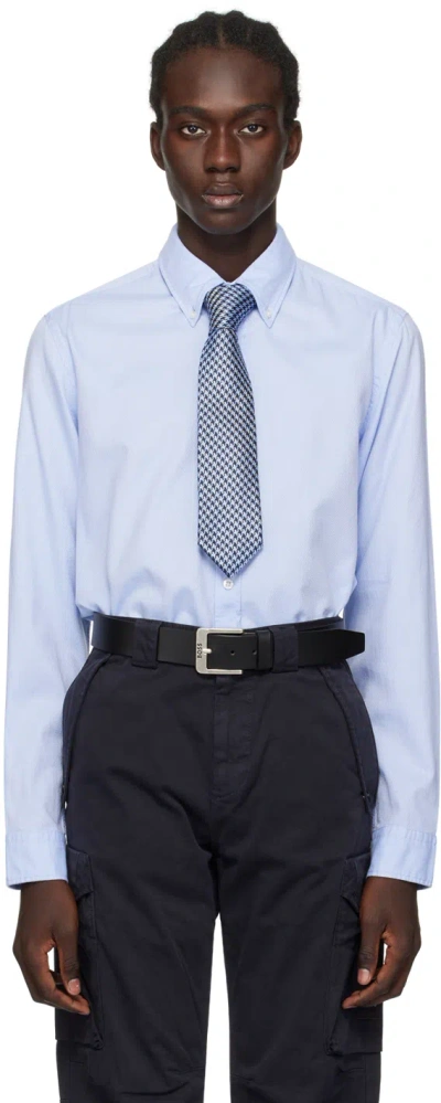 Hugo Boss Blue Button-down Shirt In Open Blue 462