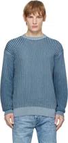 Hugo Boss Blue Cable-knit Sweater In 459-light/pastel Blu