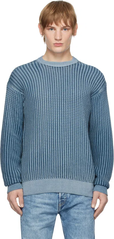Hugo Boss Blue Cable-knit Jumper In 459-light/pastel Blu