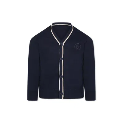 Hugo Boss Kids' Blue Cardigan For Boy With Logo