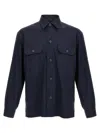 Hugo Boss Relaxed-fit Shirt In An Italian-made Linen Blend In Blue