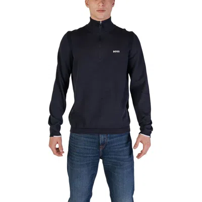 Hugo Boss Blue Cotton Cardigan In Black