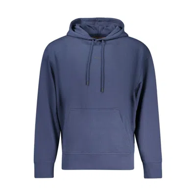 Hugo Boss Logo-print Cotton Hoodie In Blue