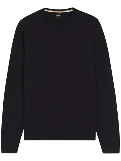 Hugo Boss Blue Cotton Sweatshirts In Black
