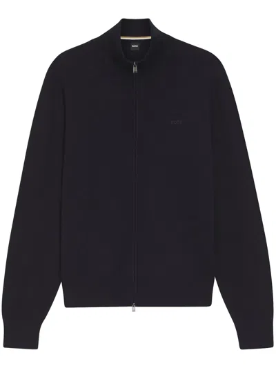 Hugo Boss Blue Cotton Turtle Neck Sweater In Black