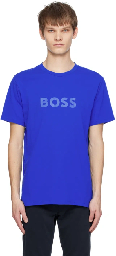 Hugo Boss Blue Crewneck T-shirt In 423-medium Blue
