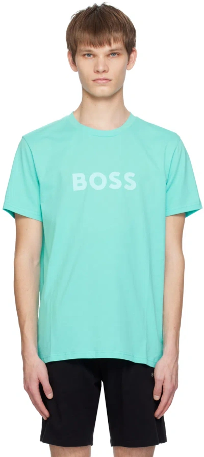 Hugo Boss Blue Crewneck T-shirt In 442-turquoise/aqua