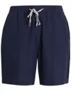 Hugo Boss Blue Drawstring Linen Shorts In Blue