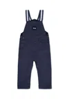 Hugo Boss Blue Dungarees For Baby Boy With Patch In Blue