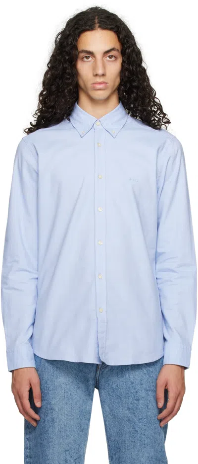 Hugo Boss Blue Embroidered Shirt In 460