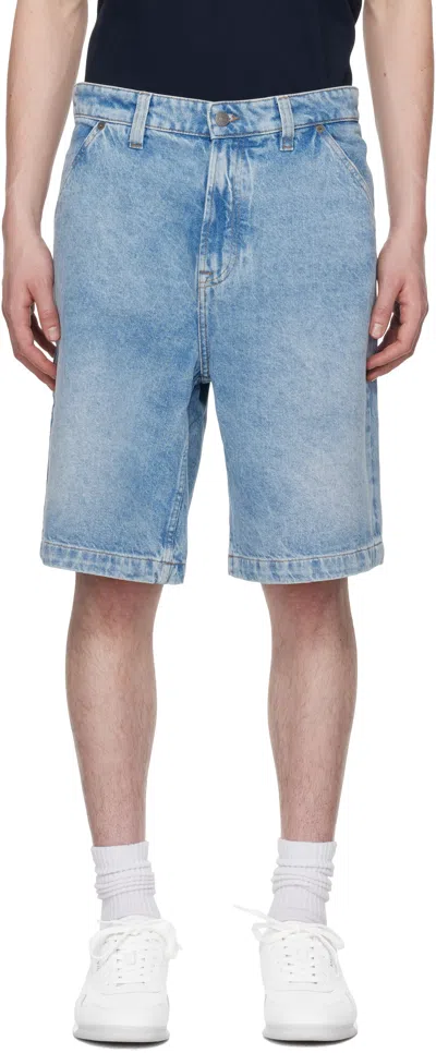 Hugo Boss Blue Faded Denim Shorts In 456light/pastel Blue