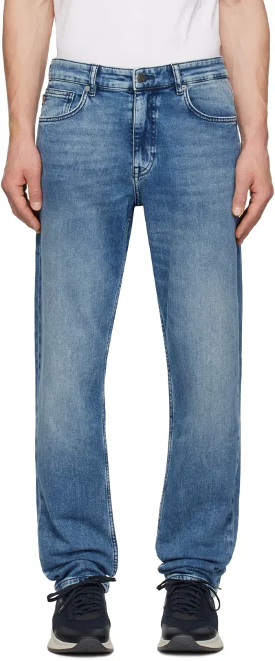 Hugo Boss Blue Faded Jeans In 428-medium Blue