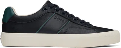 Hugo Boss Blue Faux-leather Sneakers In 464-open Blue