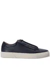 HUGO BOSS BLUE GRAINED LEATHER SNEAKERS WITH LOGO TAG ON LACES