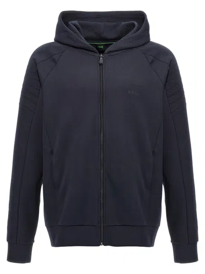 HUGO BOSS BLUE GRAPHIC LOGO PRINT HOODIE