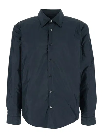 Hugo Boss Blue Jacket With Classic Collar And Front Button Closure In Tech Fabric Man