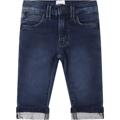 Hugo Boss Blue Jeans For Baby Boy With Logo In Denim