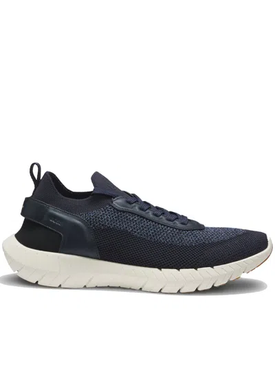 Hugo Boss Blue Leather Motion Sneakers In Multi