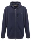 Hugo Boss Zip-up Hooded Hooded Sweatshirt In Blue
