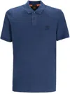 Hugo Boss Stretch-cotton Slim-fit Polo Shirt With Logo Patch In Blue