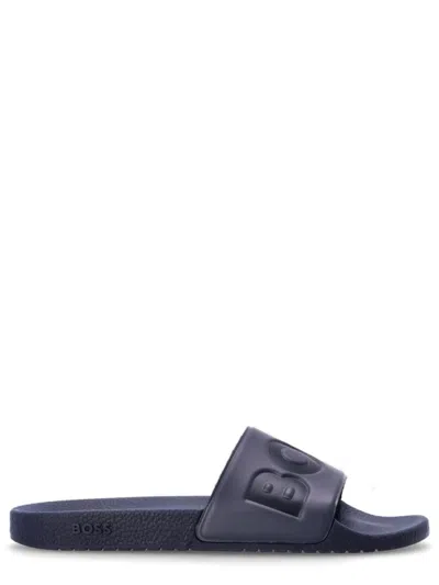 Hugo Boss Blue Logo Slides In Purple