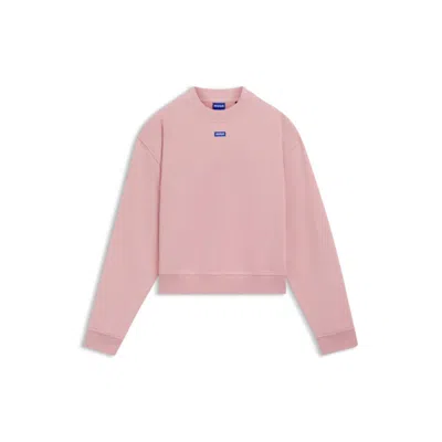 Hugo Boss Blue-logo Sweatshirt In Cotton Terry In Pink