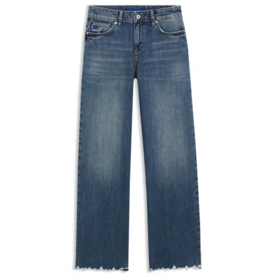 Hugo Boss Blue Loose-fit Jeans In Rigid Denim